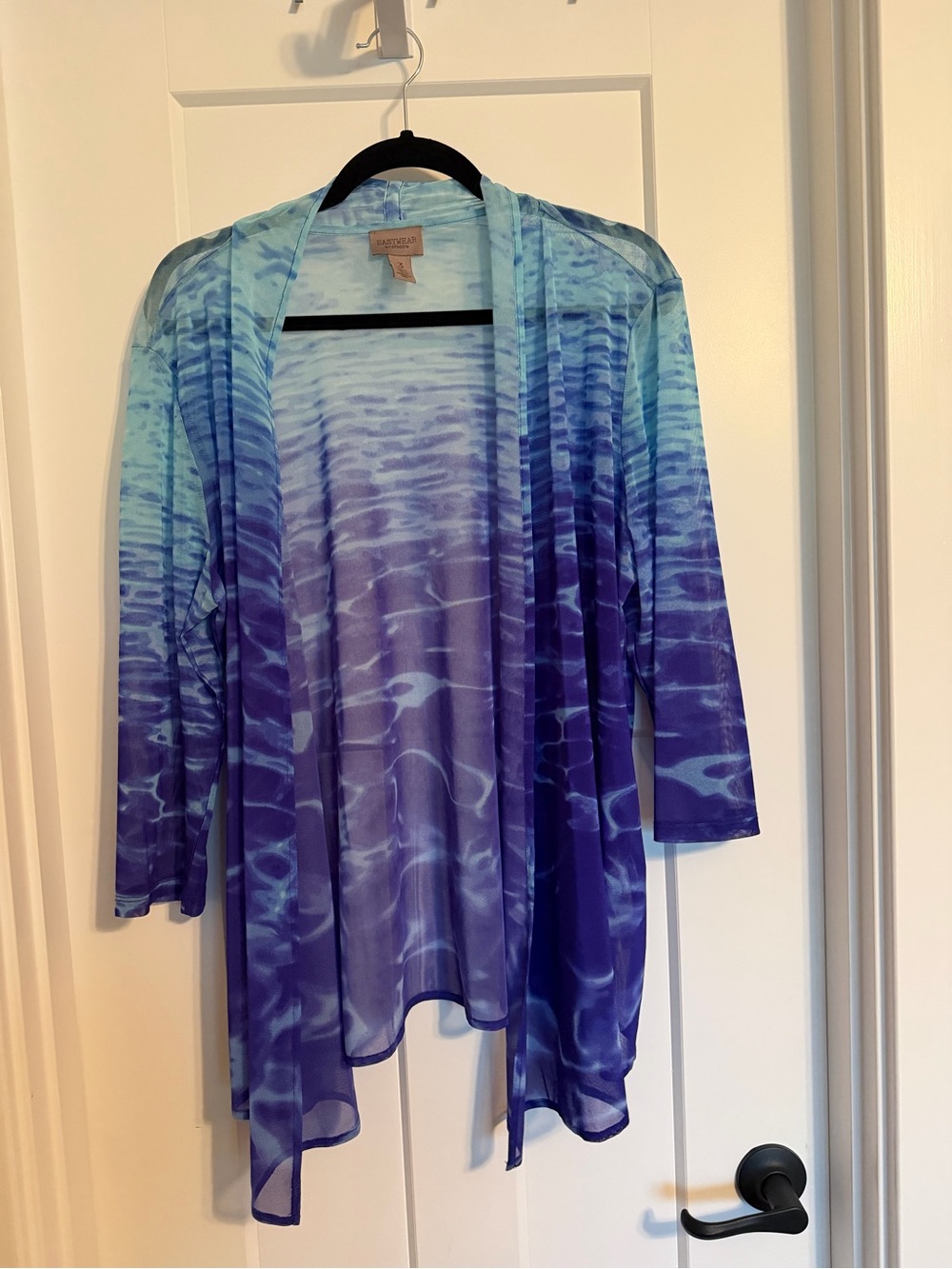 Chico's Size 3 (XL) Easywear Aqua and Blue Open Cardigan
